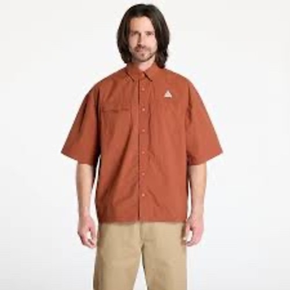 Nike ACG Mens Size MEDIUM Orb Weaver UV Repel Nylon Shirt Brown HJ2883-245 NEW